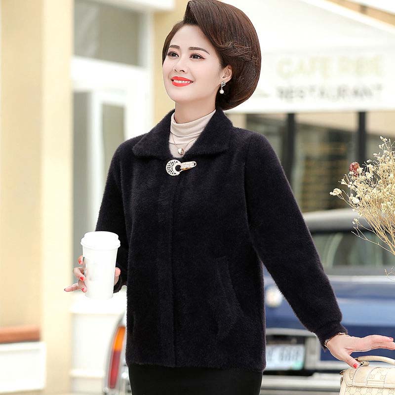 WTEMPO Imitation Mink Fur Coat Women Winter Style Slim Fashion Stand-up Collar Mink Coat Short
