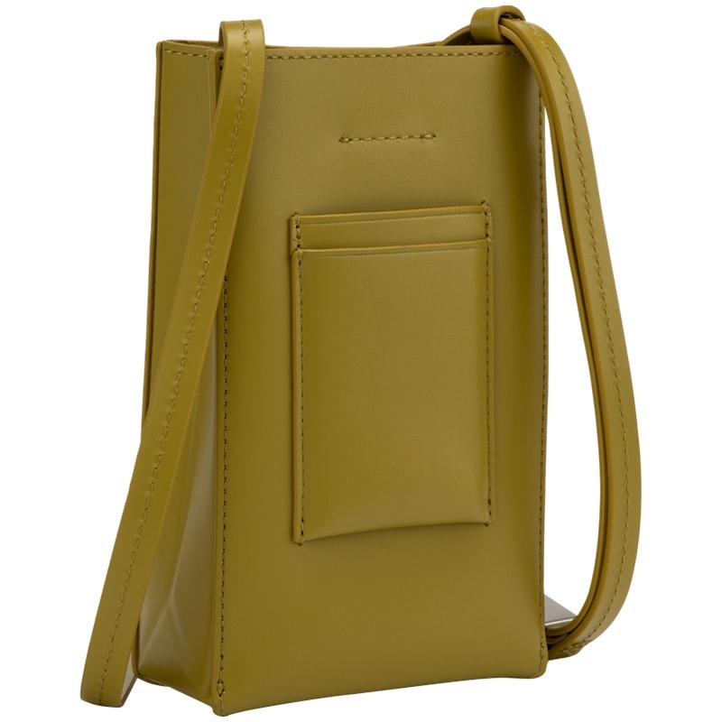 Calvin Klein Minimalist Daily Commuter Portable Versatile Leather Crossbody Phone Bag Medium Women bags Grass-Yellow 4F1016G-UW3