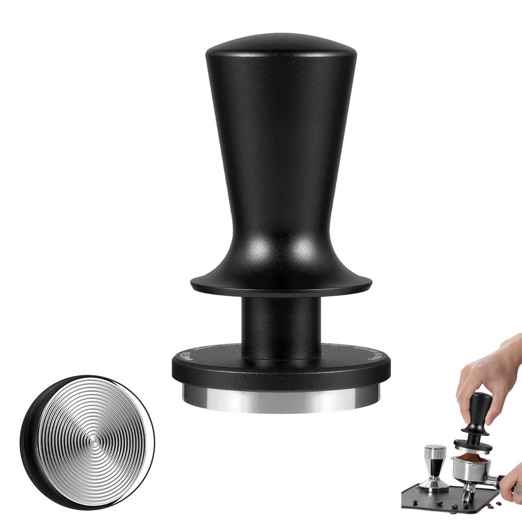 Coffee Tamper with Calibrated Spring Loaded Automatic Leveling Stainless Steel Base Hand Press