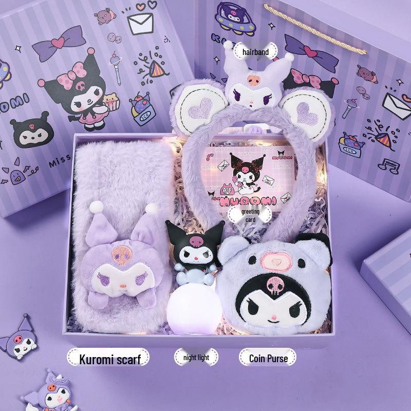 Set cadou de iarnă Kuromi: Eșarfe și Accesorii pentru Fete (Vârste 10-12)