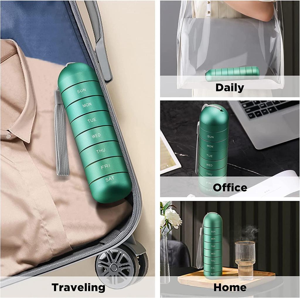 Compact Metal Weekly Pill Box for Travel and Elderly - Convenient, Sealed, Portable Storage