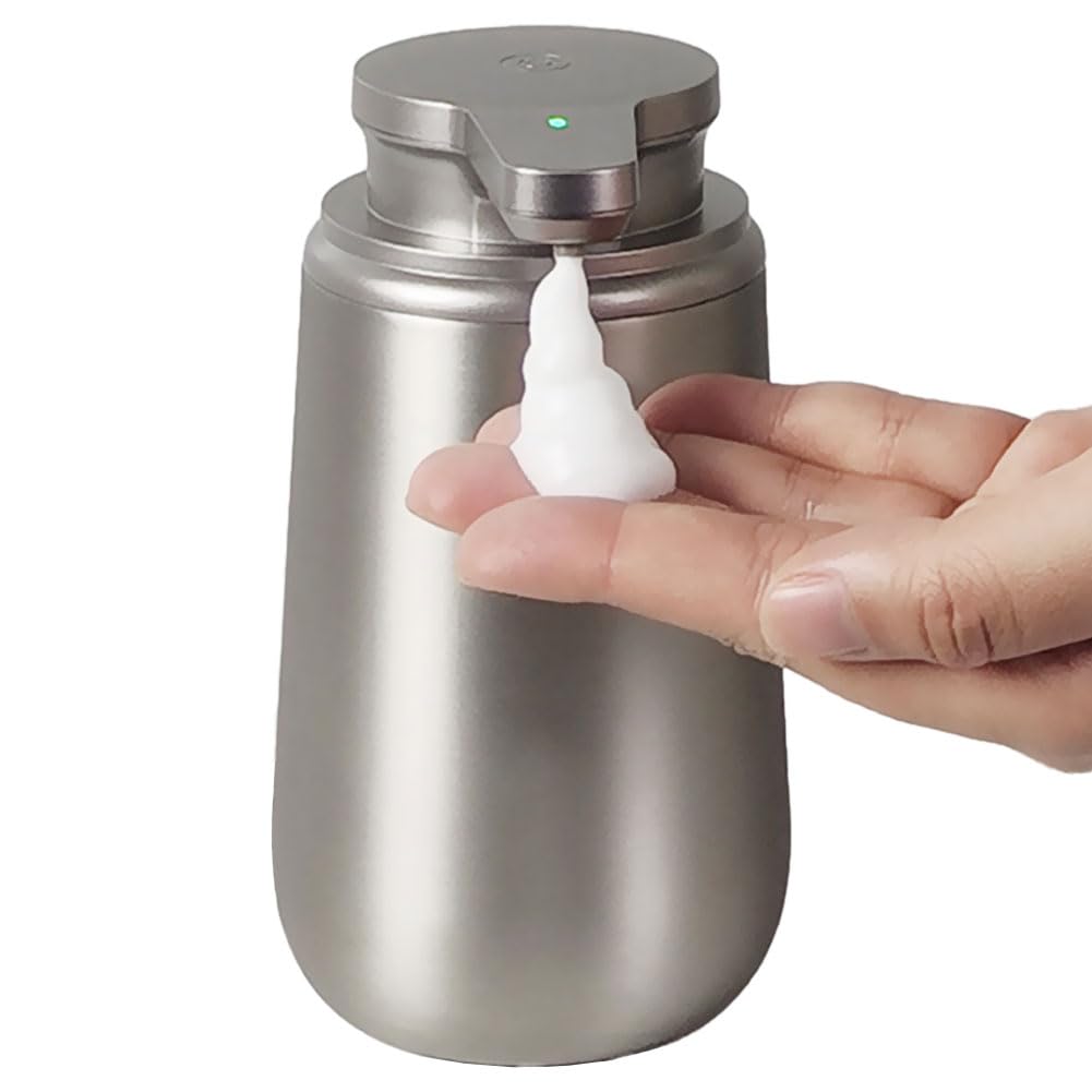 Automatic Soap Dispenser, Stainless Steel, Rechargeable, Rust-Resistant, Holds Hand Soap, Dish Soap, and Kitchen Detergent, Refillable Bottles, Stylis