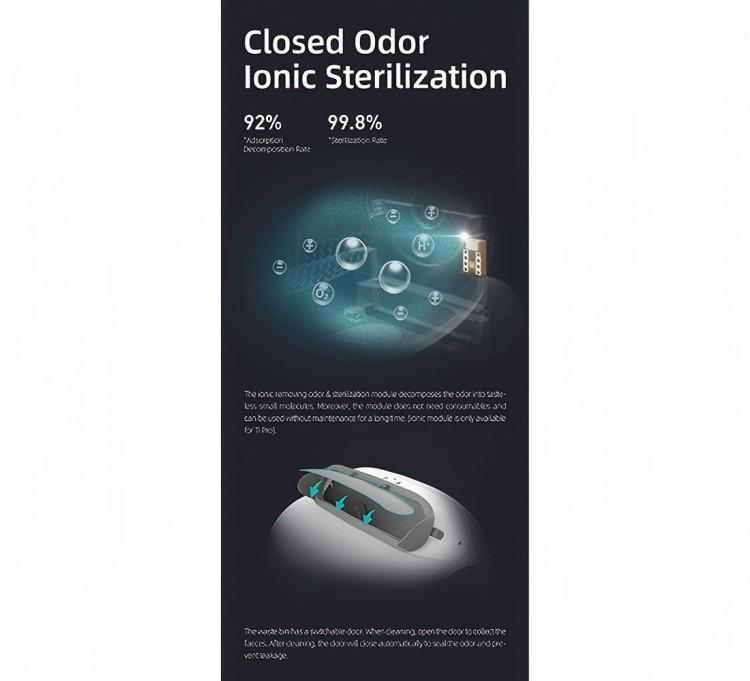 Tonepie Automatic Smart Cat Trash Can Self-Cleaning Arenero Gato Gato 65L Intelligent App Control Pet Cat Toilet Mat Tray Ion Deodorant