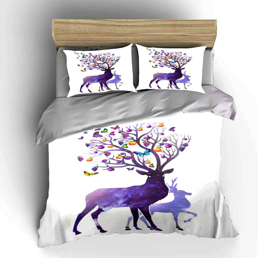 Colorful deer with antlers. Bedding sets Duvet cover sets Duvet covers Pillowcases(1 * Duvet Cover 2 * Pillowcases without duvet insert)