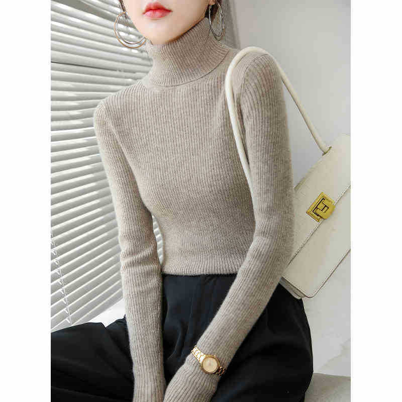 Turtleneck Sweater Women's Winter Inner Wear Autumn and Winter New Slim-fitting and Thin Solid-color Knitted Bottoming Shirt
