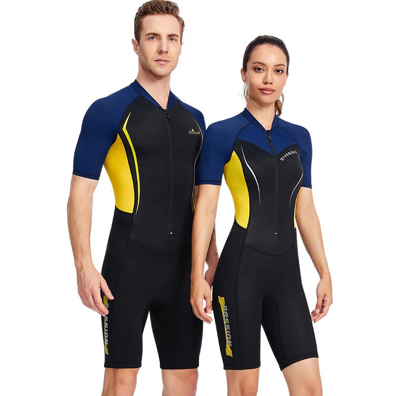 1.5MM Unisex Short Sleeve Wetsuit - One-Piece Diving, Snorkeling, Surfing, Jellyfish Protection, Sun Shield