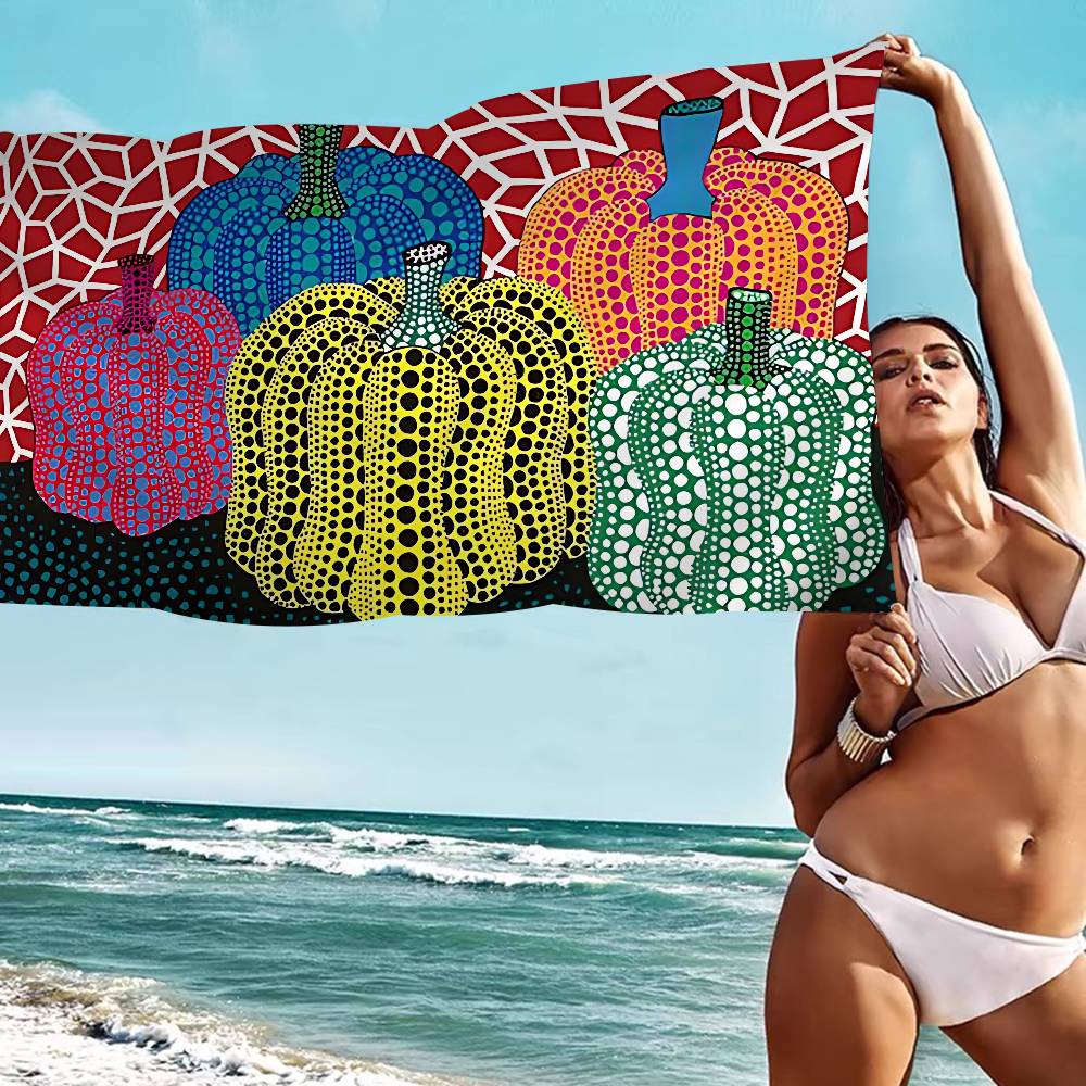 Serviette de plage en microfibre de l'artiste célèbre Y-Yayoi Kusama Absorbante Séchage rapide Douce Serviette pour Yoga Natation Vacances en station de montagne Alpinisme