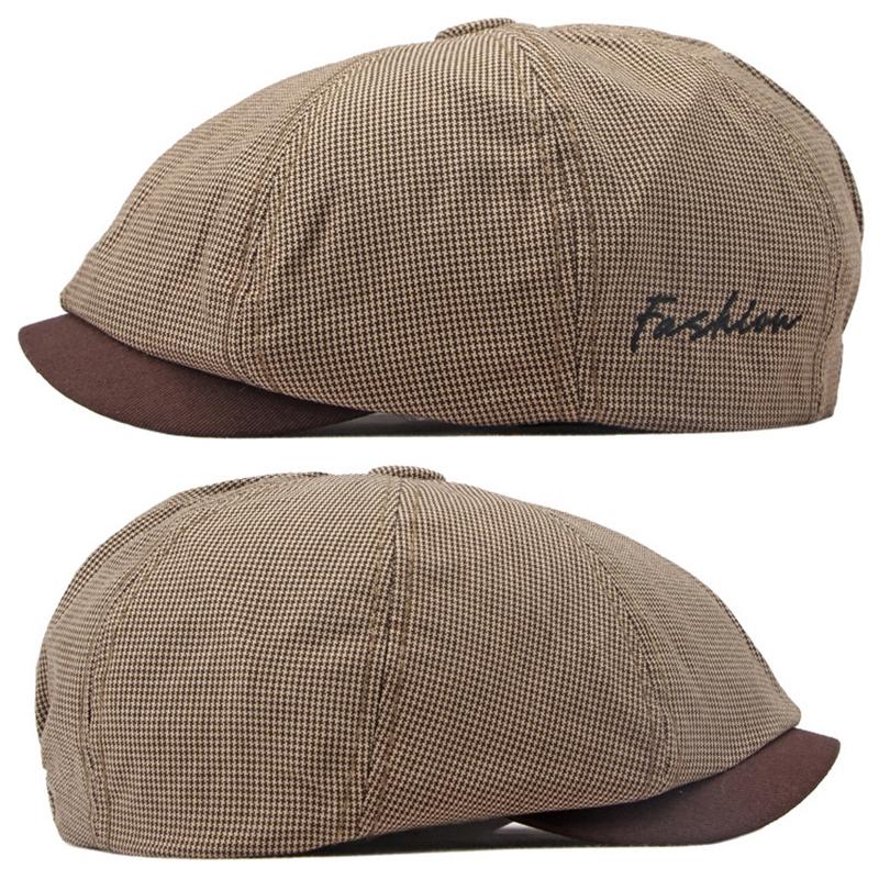 Casual Newsboy Caps Men Cotton Flat Cap Octagonal Hats Male Solid Eight Panel Berets Spring Summer Thin Herringbone Painters Hat