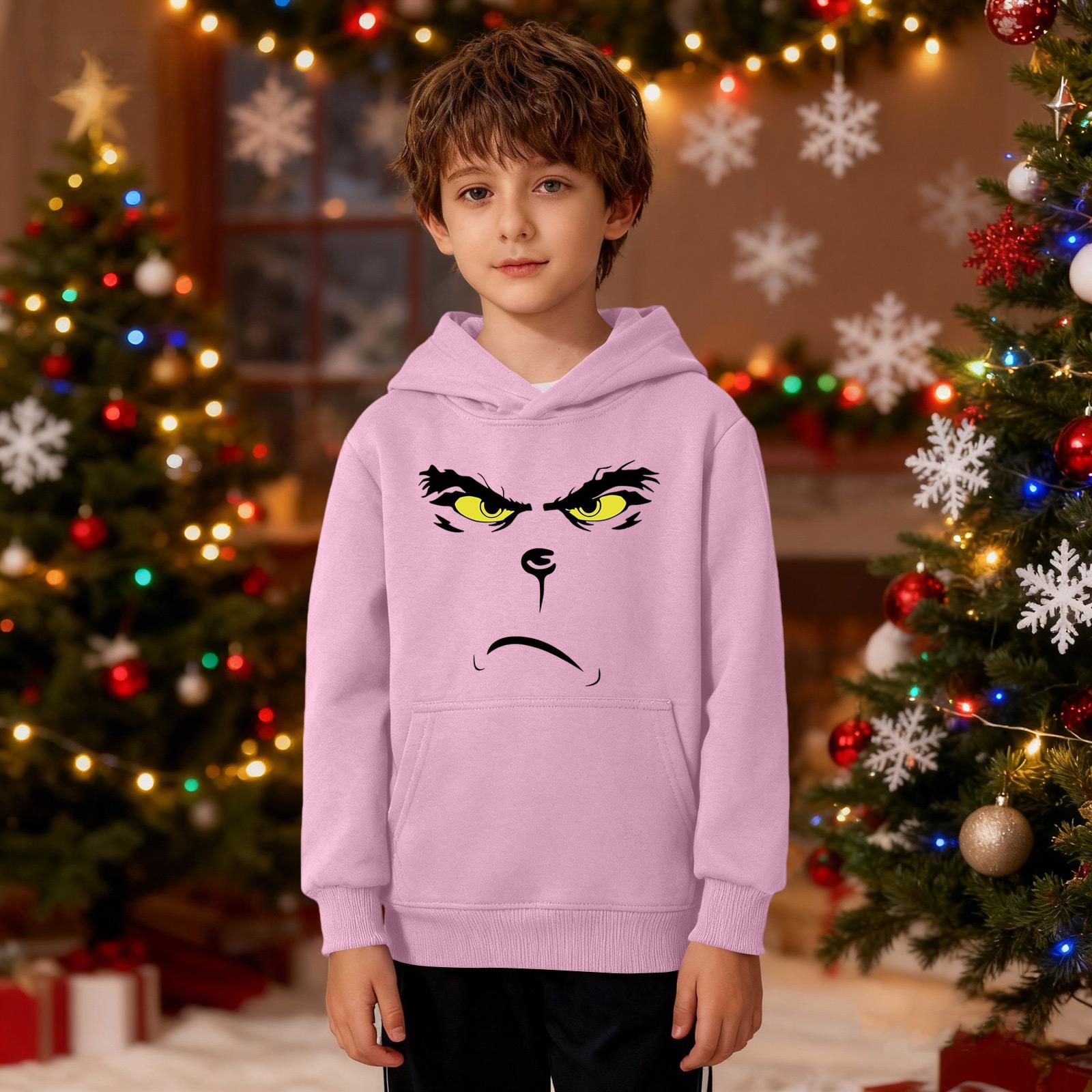 

Рождественский свитшот для мальчиков и девочек, уродливая рождественская футболка, свитшот с круглым вырезом, для малышей, с длинным рукавом, пуловер, наряд, топы 140 розовый