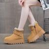 9968 leather snow boots women's cotton shoes winter velvet new retro short boots thick sole