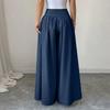 Women's Casual  Button Pleated Loose Wide Leg Casual Pants