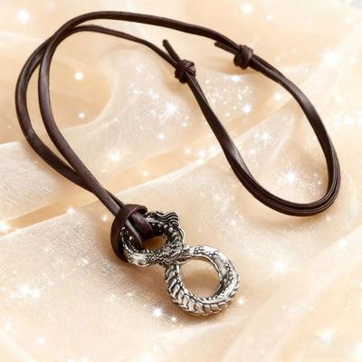 Viking Leather Rope Dragon Necklace for Men Retro Fashionable Pendant Light Luxury Accessories