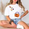 Cute Halloween T-Shirt Kawaii Crayon Sketch Pumpkin Jack O Lantern Candy Mom Top