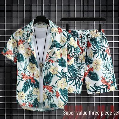 Vielseitiges Herren-Set: Schnelltrocknende Shorts & Geblümtes Hemd - Retro Hainan Insel Nationaler Trend