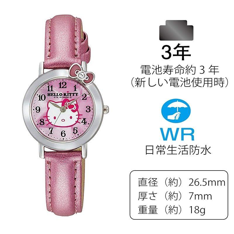 Used Citizen Q&Q Analog Wristwatch Hello Kitty Waterproof Leather Belt VW23-130 Ladies Pink 0