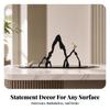 Freestanding Decor Figurine Geometric Metal Ornament with Bird