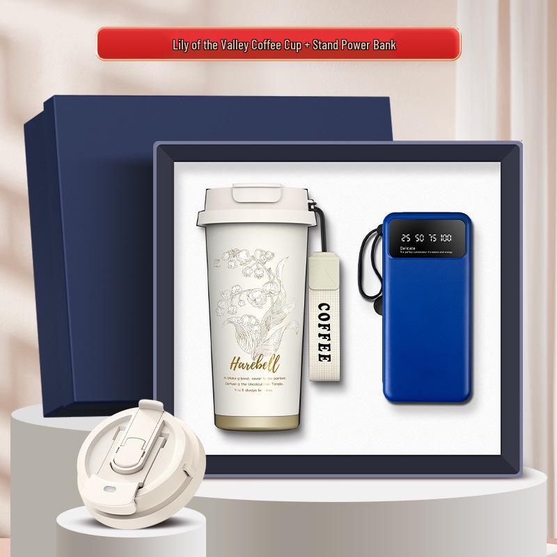 High-End Souvenir Gift Set: Custom Logo Coffee Mug & Power Bank