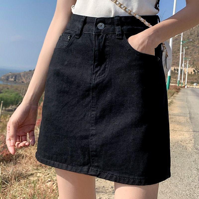 2026 Summer Women's Retro High-Waisted Denim A-Line Mini Skirt - Slimming, Loose, and Anti-Exposure Design