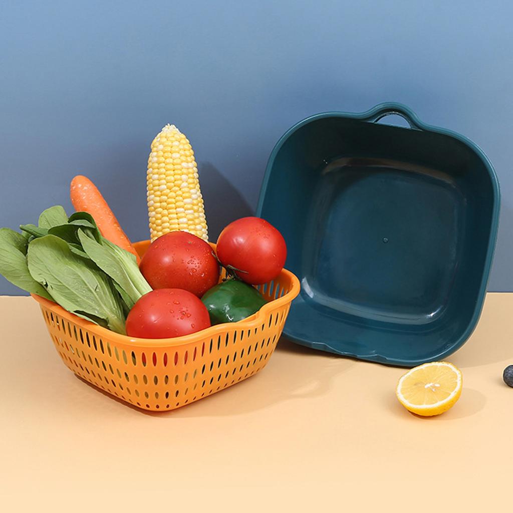 Fruit Vegetable Colander Multi Layer Kitchen Washing Strainer Basket with Hanging Hole for Fruits