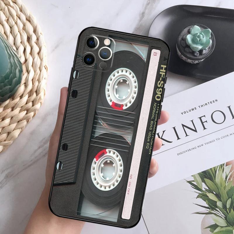 Cassette Tape Phone Case For iPhone 16 Pro 11 12 13 14 15 Pro Max Mini XS X XR 7 8 16 Plus Cover Coque