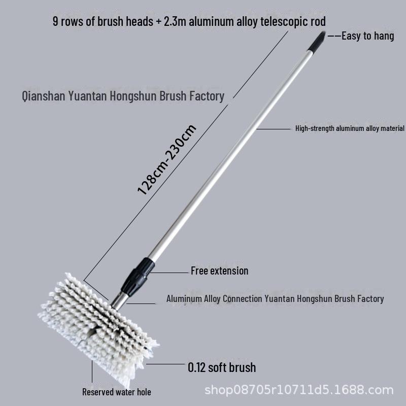 Telescopic Car Cleaning Brush with Soft Bristles, Long Handle, and Absorbent Mop Head