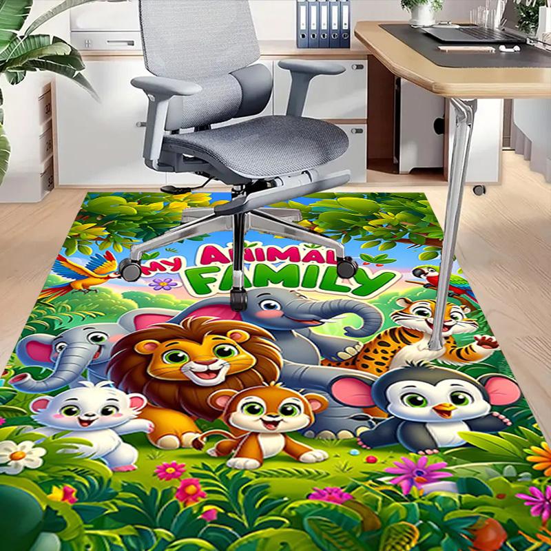 1PC Animal Family Non-Slip Floor Carpet Compatible for Office&Living Room&Bedroom&Dining Room - Soft & Pattern, Vibrant Colors-H0323
