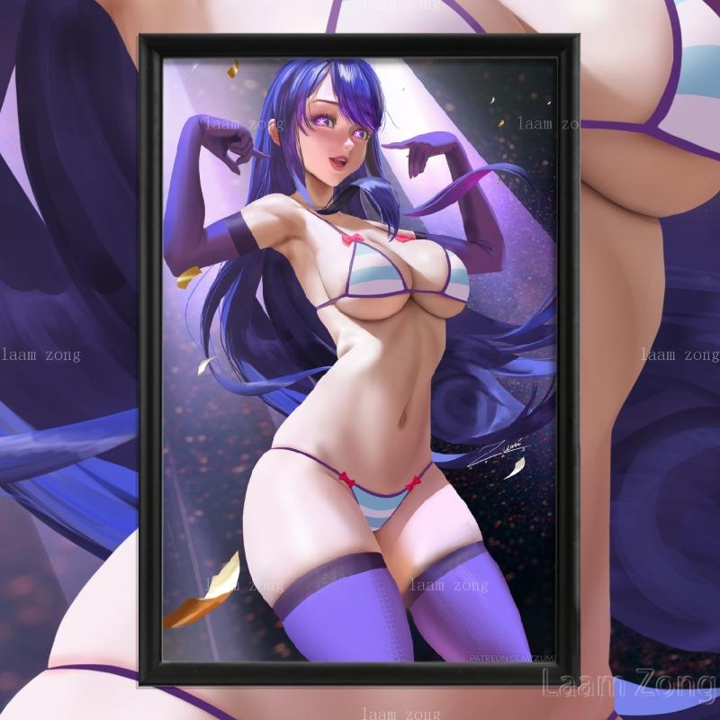 Kafka Raiden Genshin Impact Game Mememe Anime Honkai Impact Sexy Nude Girl Art-Silk-Poster, For Living Room, Custom Prints