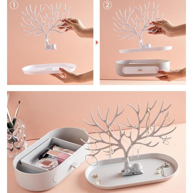 Deer Earrings Necklace Ring Jewelry Display Stand Tray Tree Storage Racks Holder