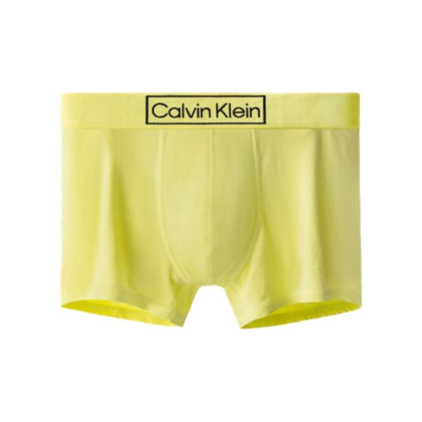 Calvin Klein SS22 Solid Color Letter Jacquard Comfortable Boxer Briefs Men Underwear Yellow NB3083-ZJB cm beige