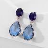 New Fashion Female Earrings  Sterling Silver Blue Waterdrop Zircon Earrings for Women Statement Long Earrings  Gift