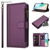 Zipper Leather Case For Iphone SE 2 3 4 2020 2022 2024 X XS XR 6 6S 7 8 Plus 11 12 Mini Pro Max Wallet Cover Casing