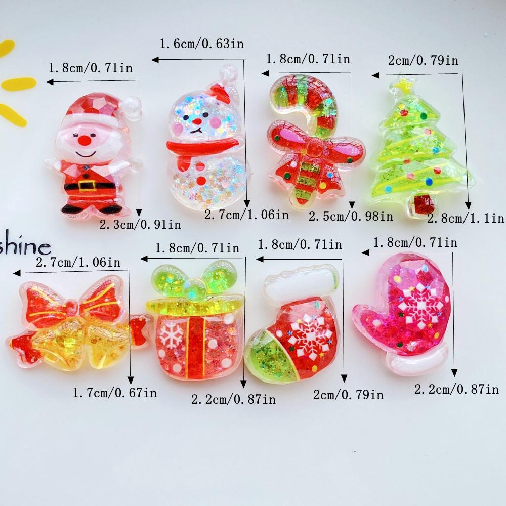 10Pcs Cute Cartoon Santa Claus, Snowman Flat Back Resin Cabochons Scrapbooking DIY Jewelry Craft Decoration Accessorie