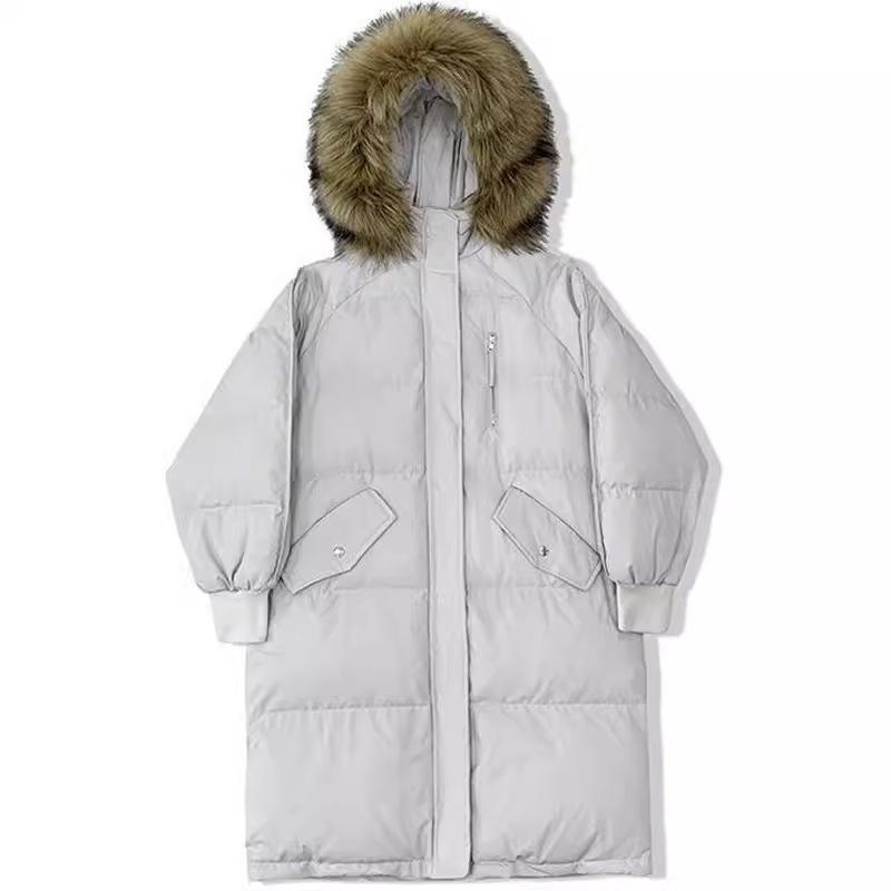 Women's Winter Korean-Style Long Down Cotton Coat - Trendy, Loose-Fit, Thick, Large Size.