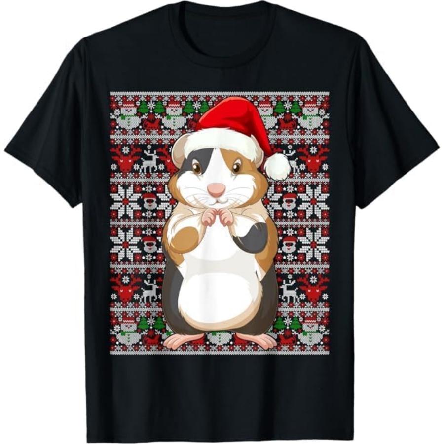 Santa Hat Ugly Sweater Men Women Kids Christmas Hamster T-Shirt GIU1 Mens Womens Tank Top Sweatshirt Hoodie Longsleeve 969 Black S