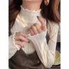 Autumn and Winter Women's Wooden Ear Bottoming Sweater, Fashionable New Half-high Collar Women's Long-sleeved Thick Sweater 2618#