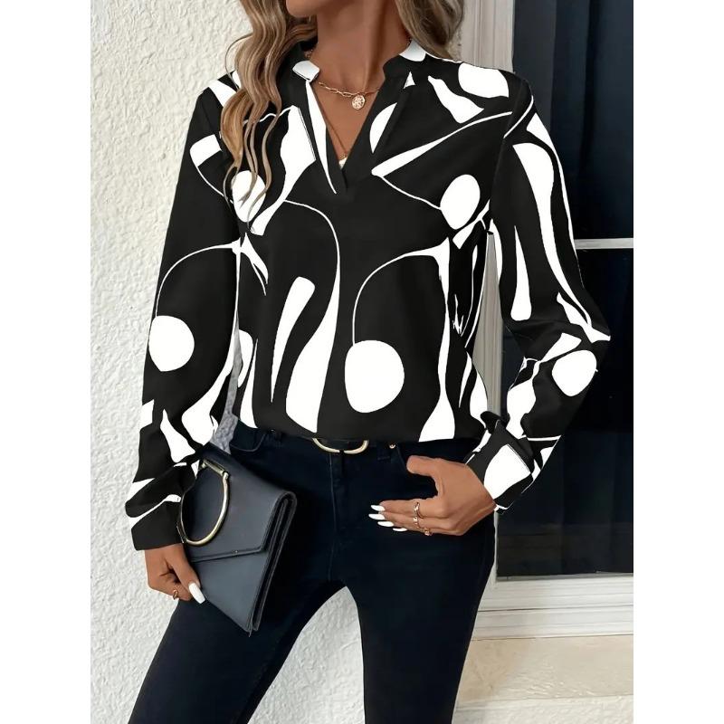 IHUASU Women's Fashion Casual Long Sleeve V Neck Blouses & Shirts International design