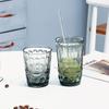 Embossed Glass Tumbler: Versatile Cup for Mouthwash, Juice, Milk, or Beer