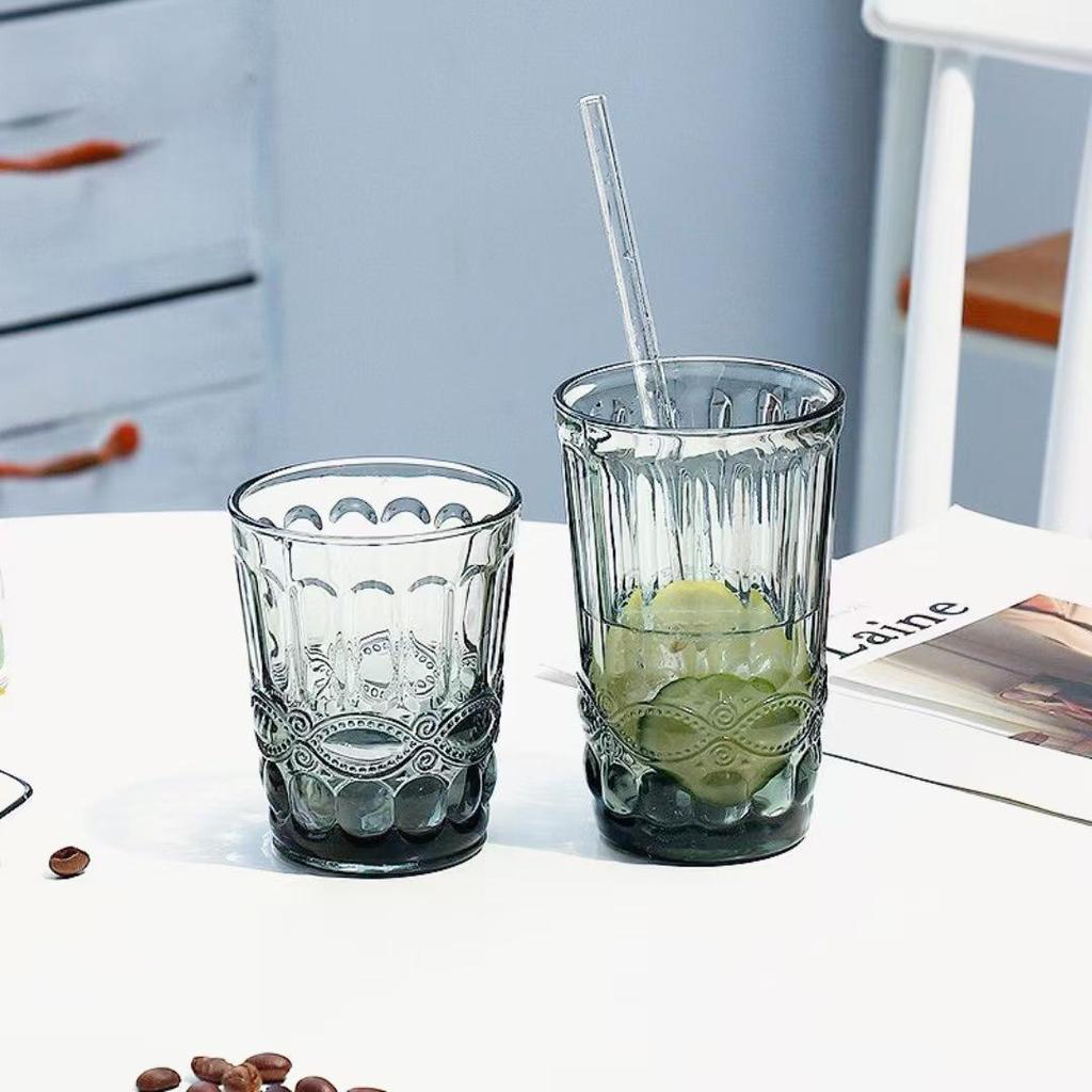 Embossed Glass Tumbler: Versatile Cup for Mouthwash, Juice, Milk, or Beer