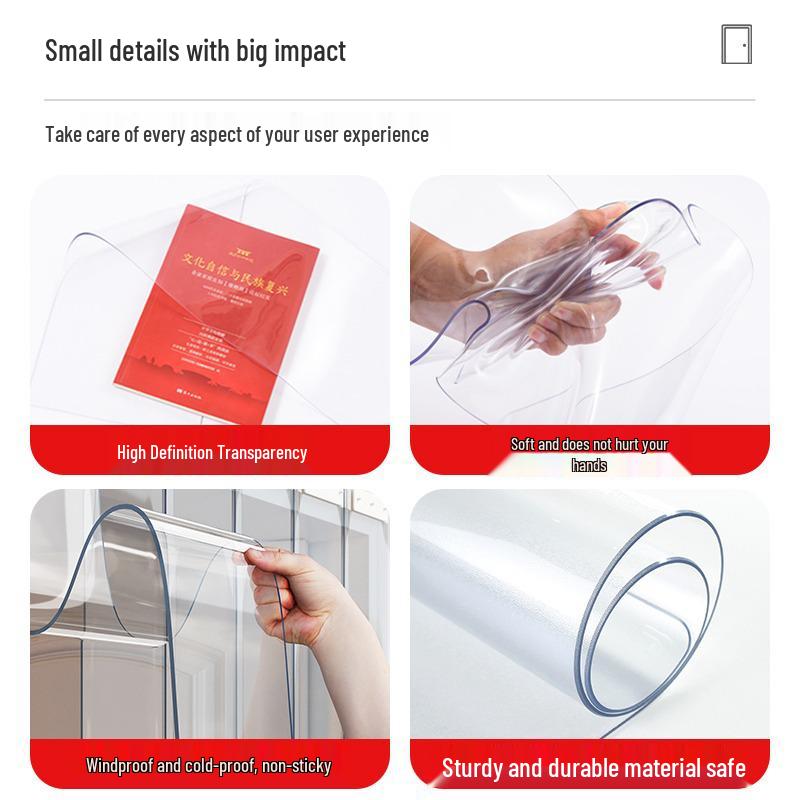 High-End Transparent PVC Door Curtain - Mosquito-Proof, Soft Partition for Air Conditioning, Home, Shop, or Shade.