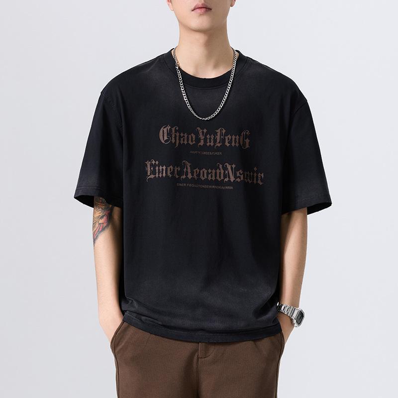 Schwere Herren-T-Shirts für den Sommer Aktualisiert Große Größen Bequeme Passform Kurzarm Amerikanischer Klassischer Stil T-Shirt