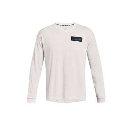 Johnson Series Solid Cuffed Training Loose Fit Crew Neck Long Sleeve Drop Shoulder T-Shirt Men Tops White 1380125-114