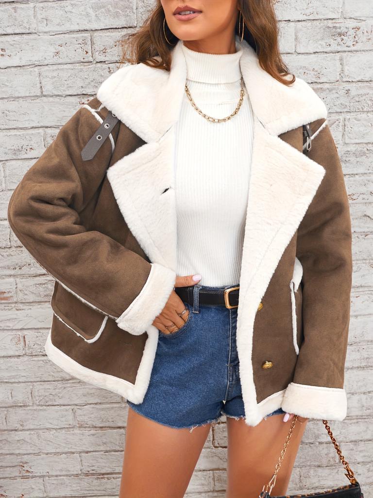 Fashion Lapel Plush Jacket Winter Warm Casual Jacket