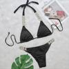 New Diamond Metal Chain Scrunch Butt Bikini Women Swimwear Female Swimsuit Two-pieces Bikini Set Bather Bathing Suit Swim