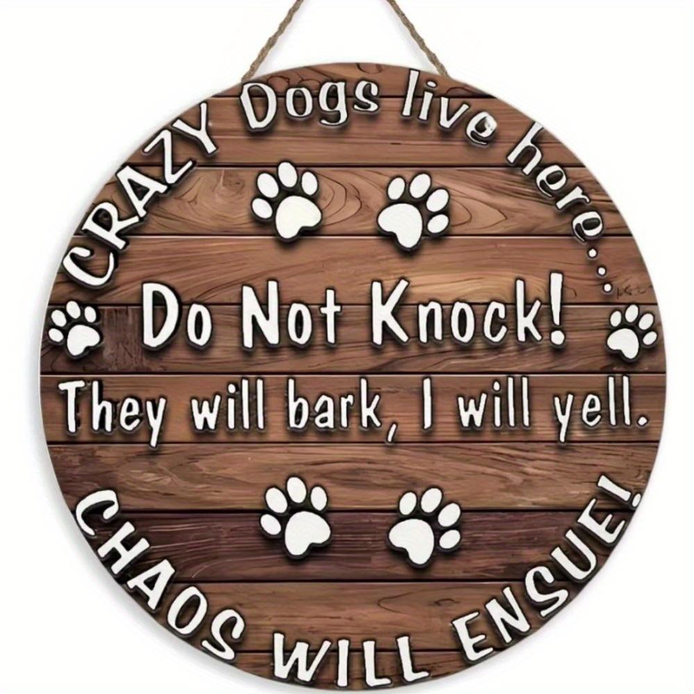 1 Stück 2D Flache Vintage Dekorative Runde Holzschilder mit Hund - 20cm, Haustierschild, Holzschild, Haustürschild, Wohndekor, Lustiges Haustierhaus Hängendes Holzschild