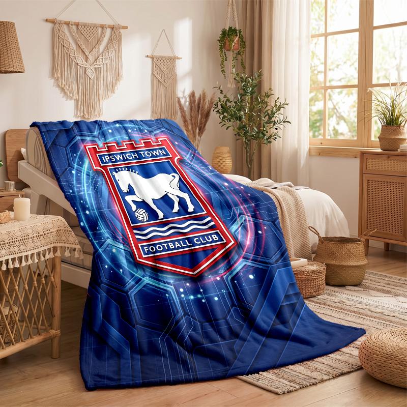 Ipswich Town Football Print Flannel Blanket Soft Warm Sofa Bed Throw Blanket For Home Office Bedroom