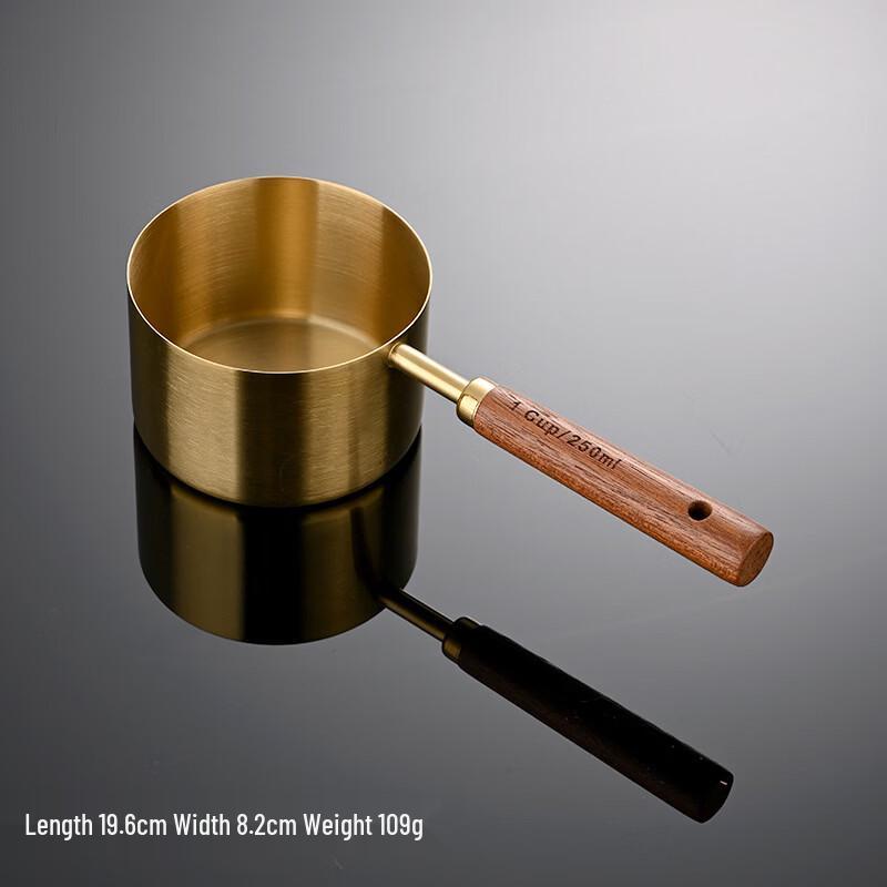 Gold Stainless Steel Measuring Set with Acacia Wood Handle