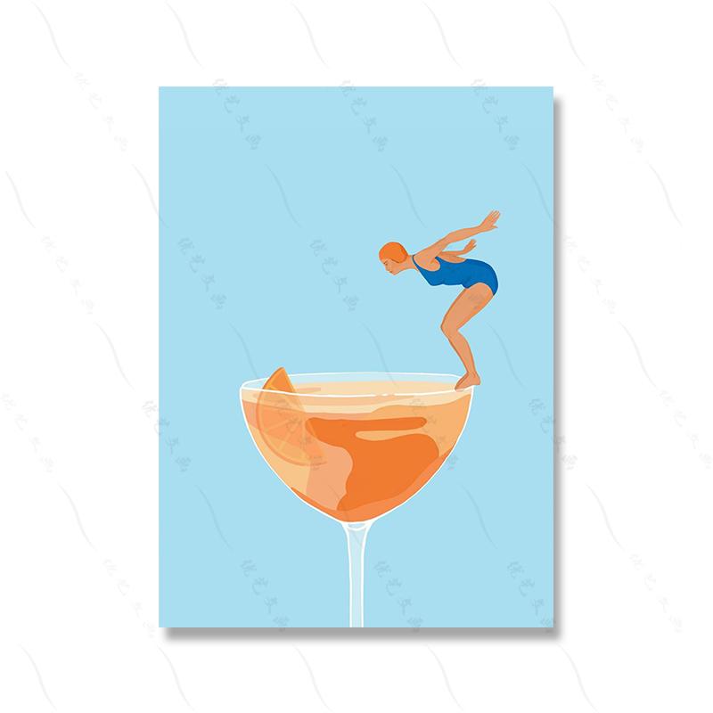 

Маргарита плавает оранжевый абстрактный бассейн плавание абстрактный современный холст картина стена комната декор комнаты летний бассейн плакат печать 21x30cm No Framed