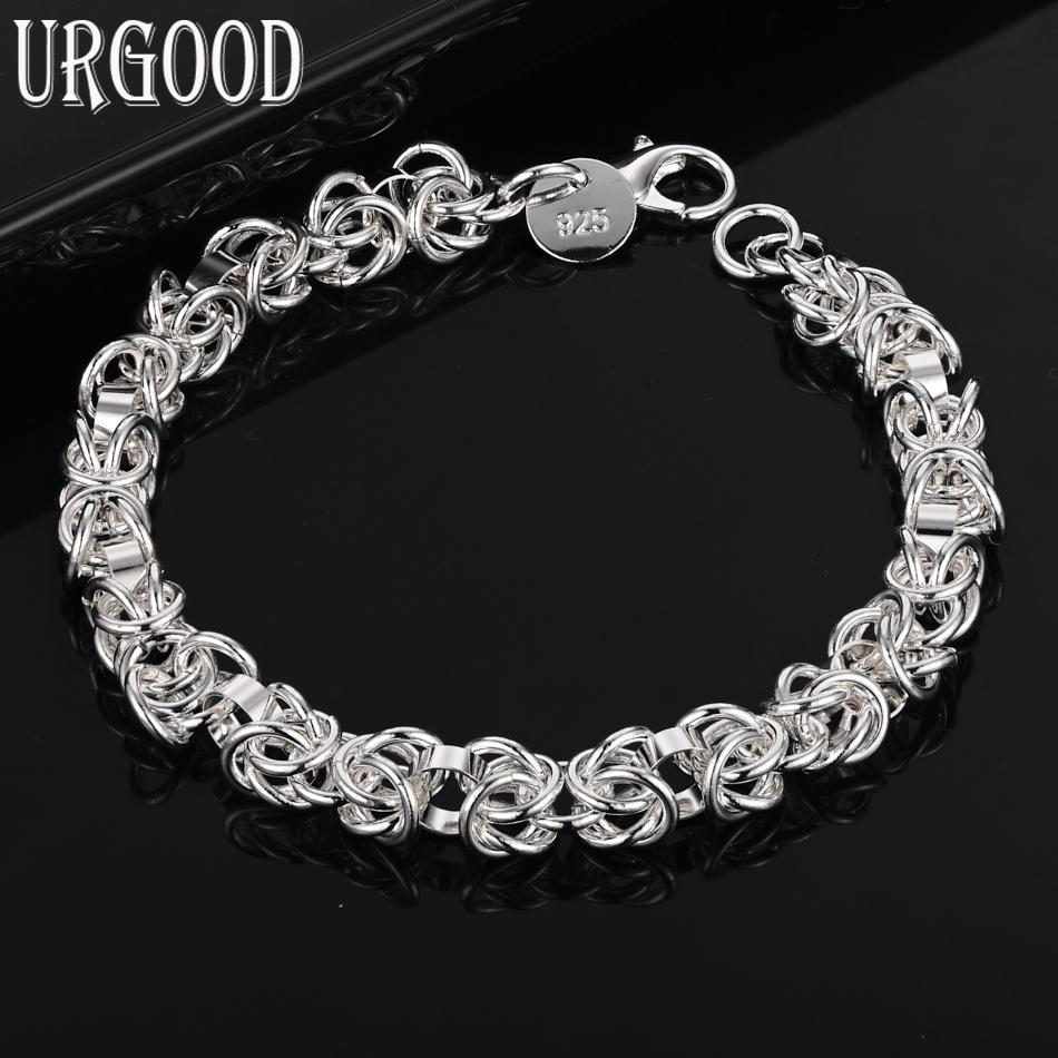 925 Sterling Silver Gift Circle Charm Bracelet Fashion Jewelry