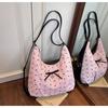 Bow Lazy Feeling Large Capacity Shoulder Bag Women 2025 New Messenger Bag Fashion Commuter Sweet Backpack