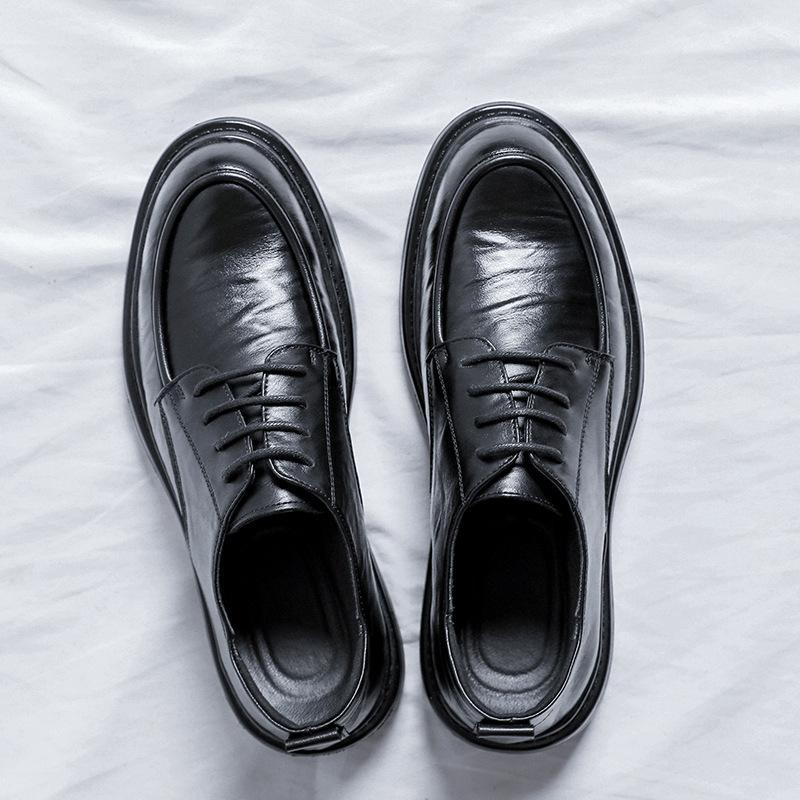 

Men s large size British business dress platform men s leather shoes retro leather breathable leather shoes 38 чёрный
